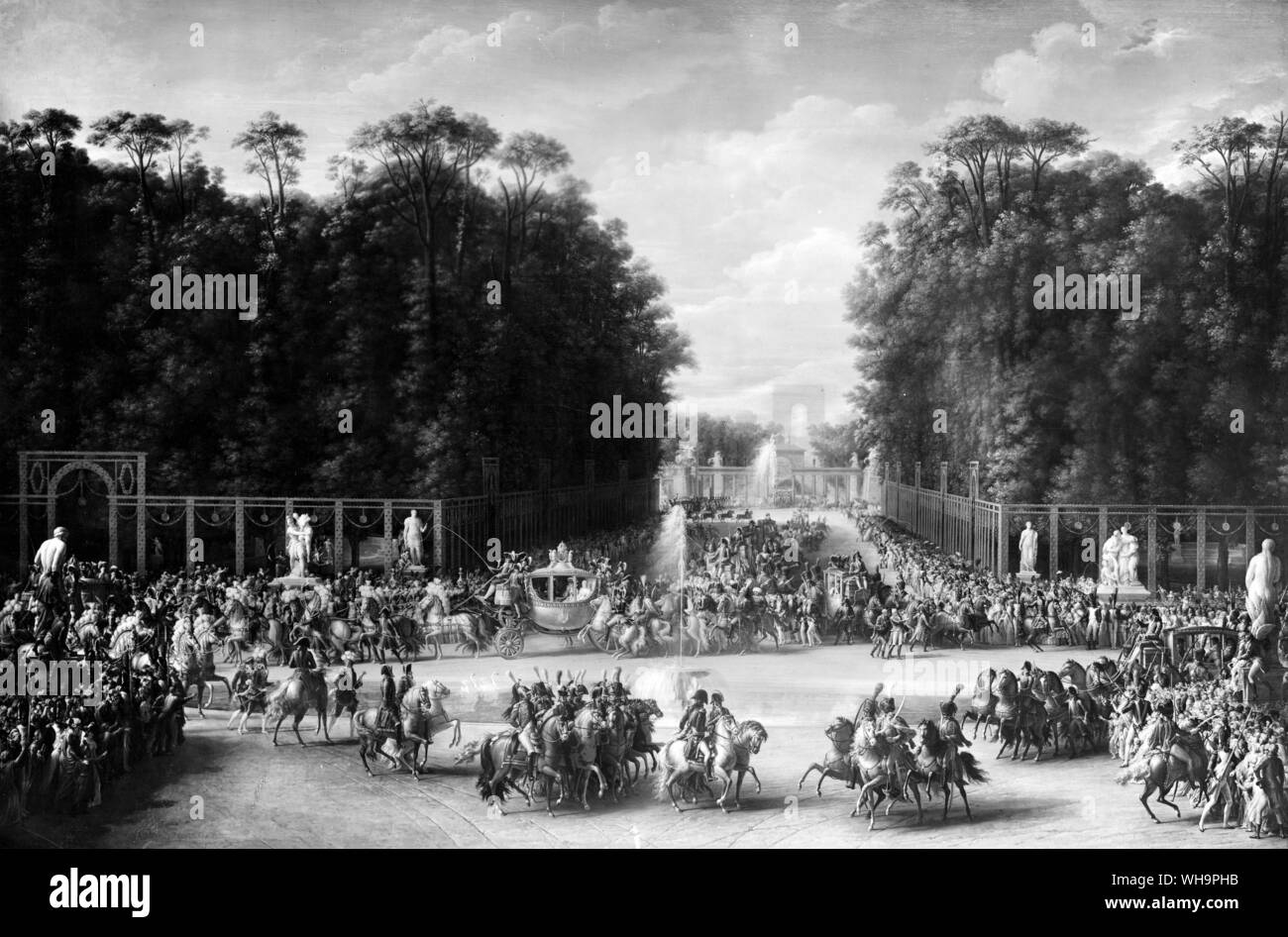 Napoleone e Marie Louise in ingresso dai giardini delle Tuileries su teh giorno del loro matrimonio, 2 aprile 1819. Da Garnier. Foto Stock