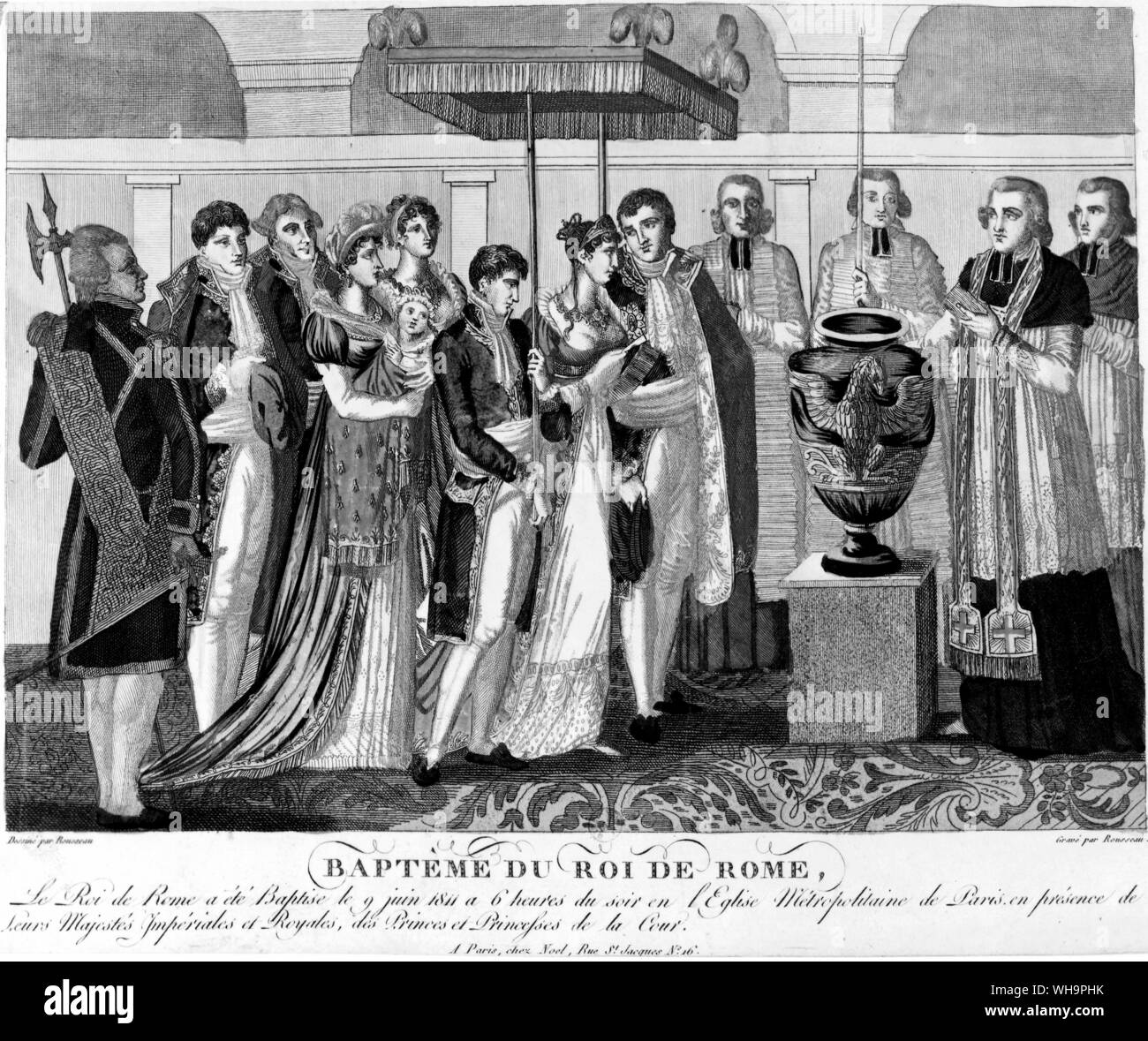 Bapteme du Roi de Rome. Battesimo del Re di Roma. Il 9 giugno 1811 presso la chiesa metropolitana di Parigi. Foto Stock