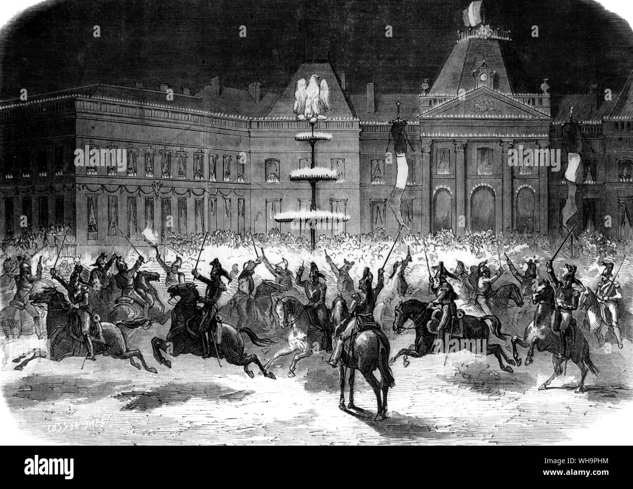 Viaggio di sua Maestà Imperiale e il principe imperiale. Fetes de Luneville - Giostra Flambeuse dato sulla Terrasse de Bosquet. Il 18 luglio 1866. Foto Stock
