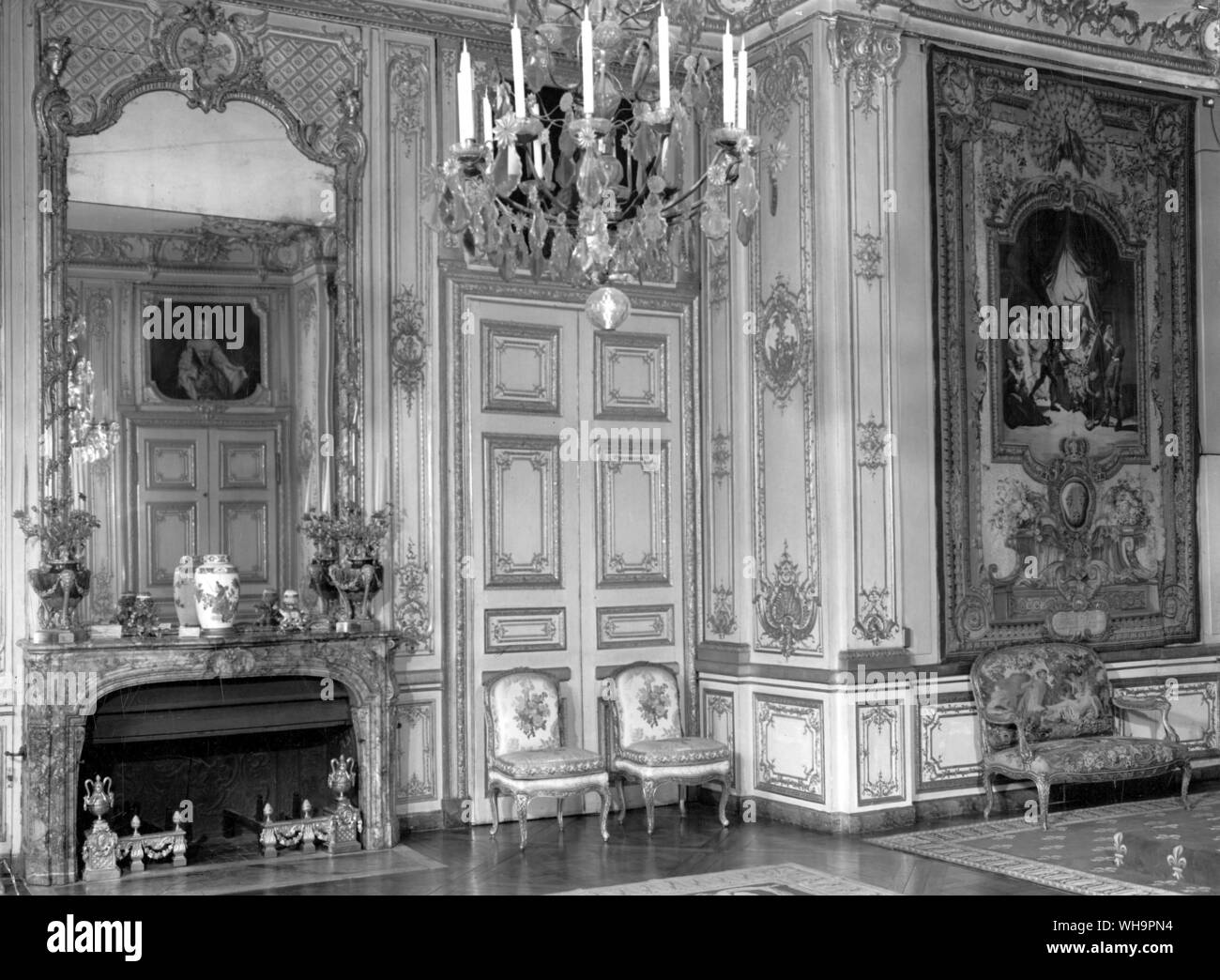 La camera del re nei petits Appartements a Versailles Foto Stock
