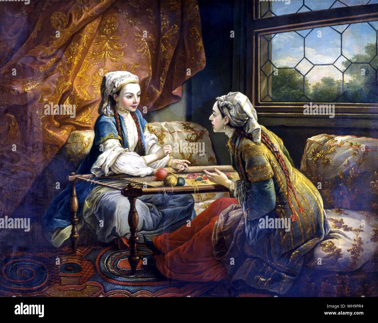 Madame de Pompadour come uva sultanina, da Carle Van Loo, dipinta per un overdoor a Bellevue nel Grande Chambre, noto come 'Chambre a la turque'. Questo, insieme con il suo compagno al di sotto, la conversazione espagnole, sono stati lasciati dalla marchesa di suo fratello che ha detto che questi erano i ritratti solo per dare una vera e propria somiglianza di lei. Foto Stock