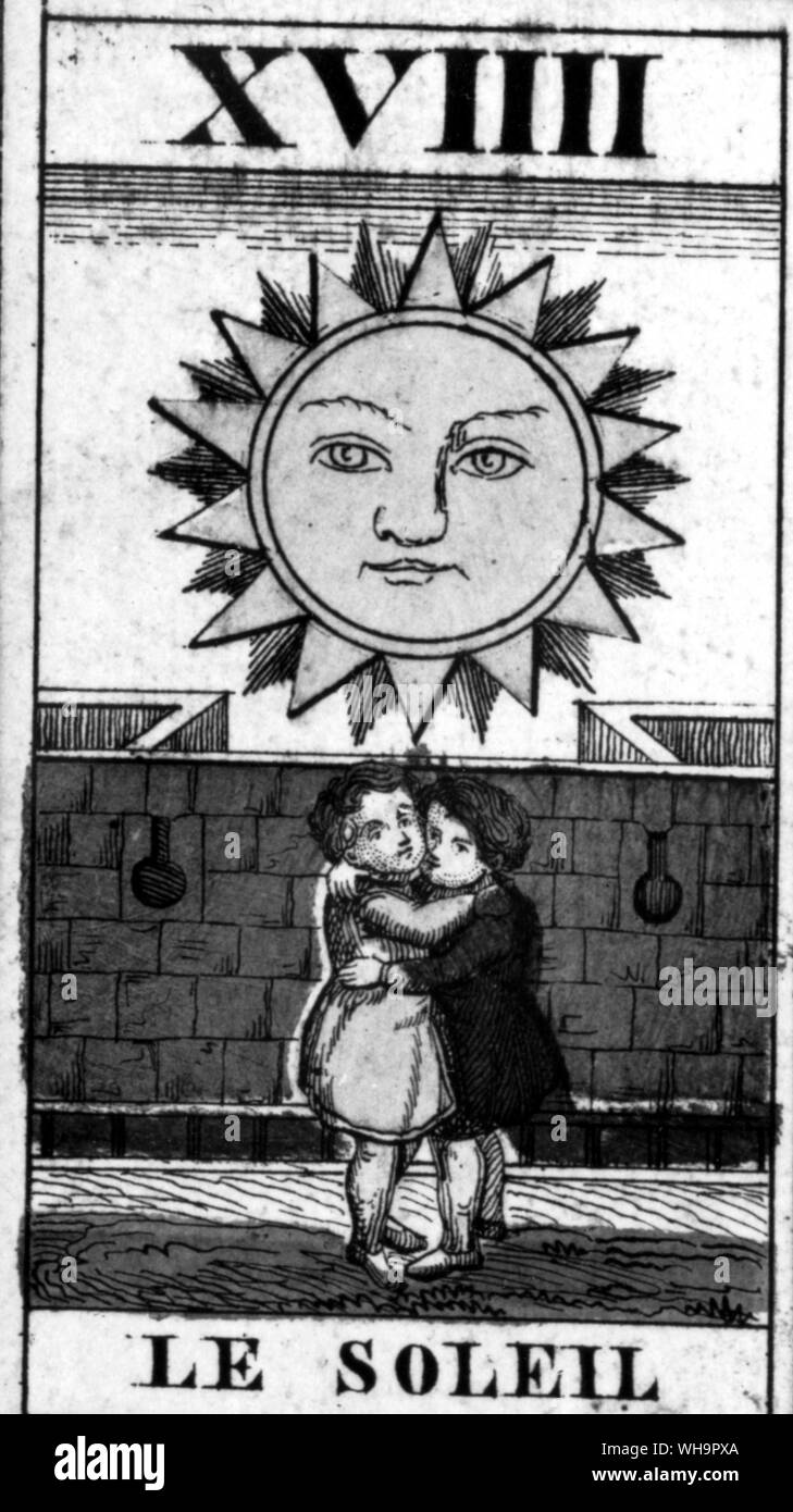 Carta dei Tarocchi - Icaro come un bambino che cadono dal carro del sole al 'Mantegna' card Foto Stock