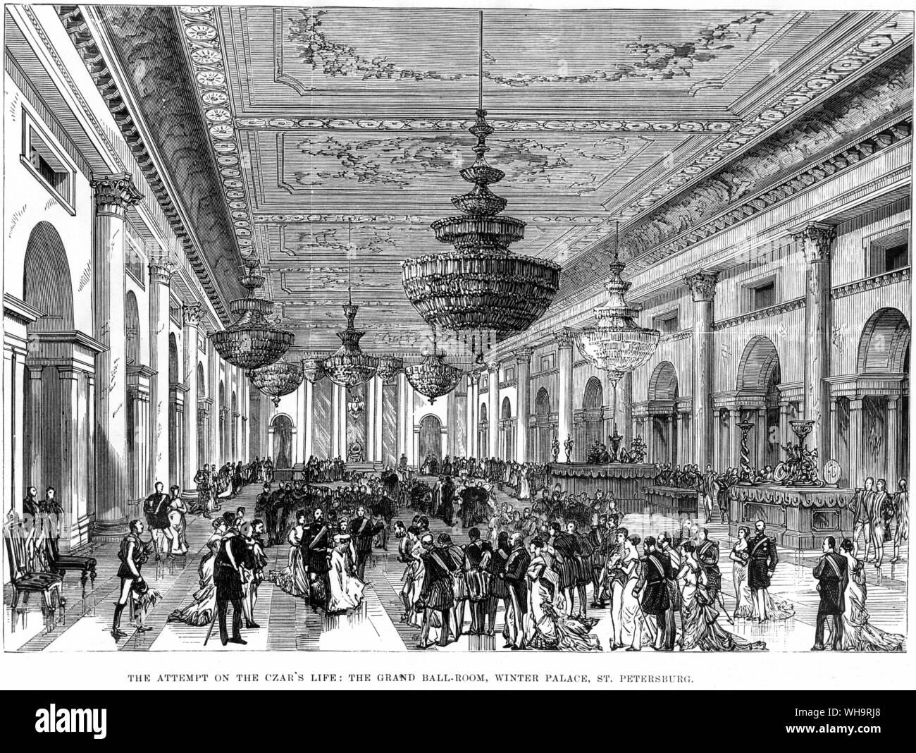 Il tentativo sul Tsar la vita. La grande sala da ballo, Winter Palace San Pietroburgo. Febbraio 1880. ILN 28.2.1880 Foto Stock