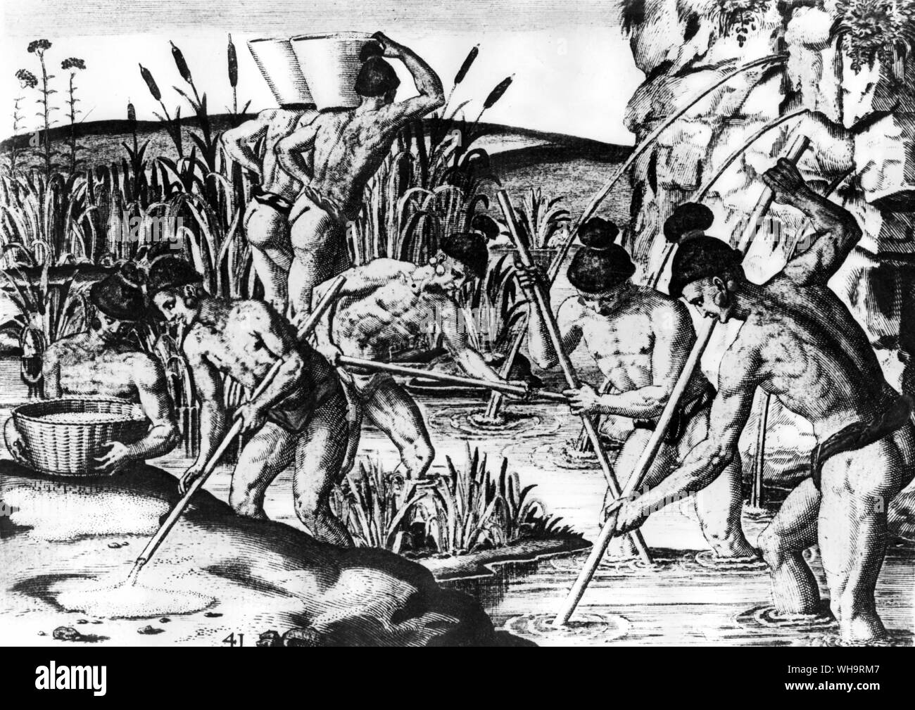 North American messicani raccogliere cibo. Il XVI secolo. Foto Stock