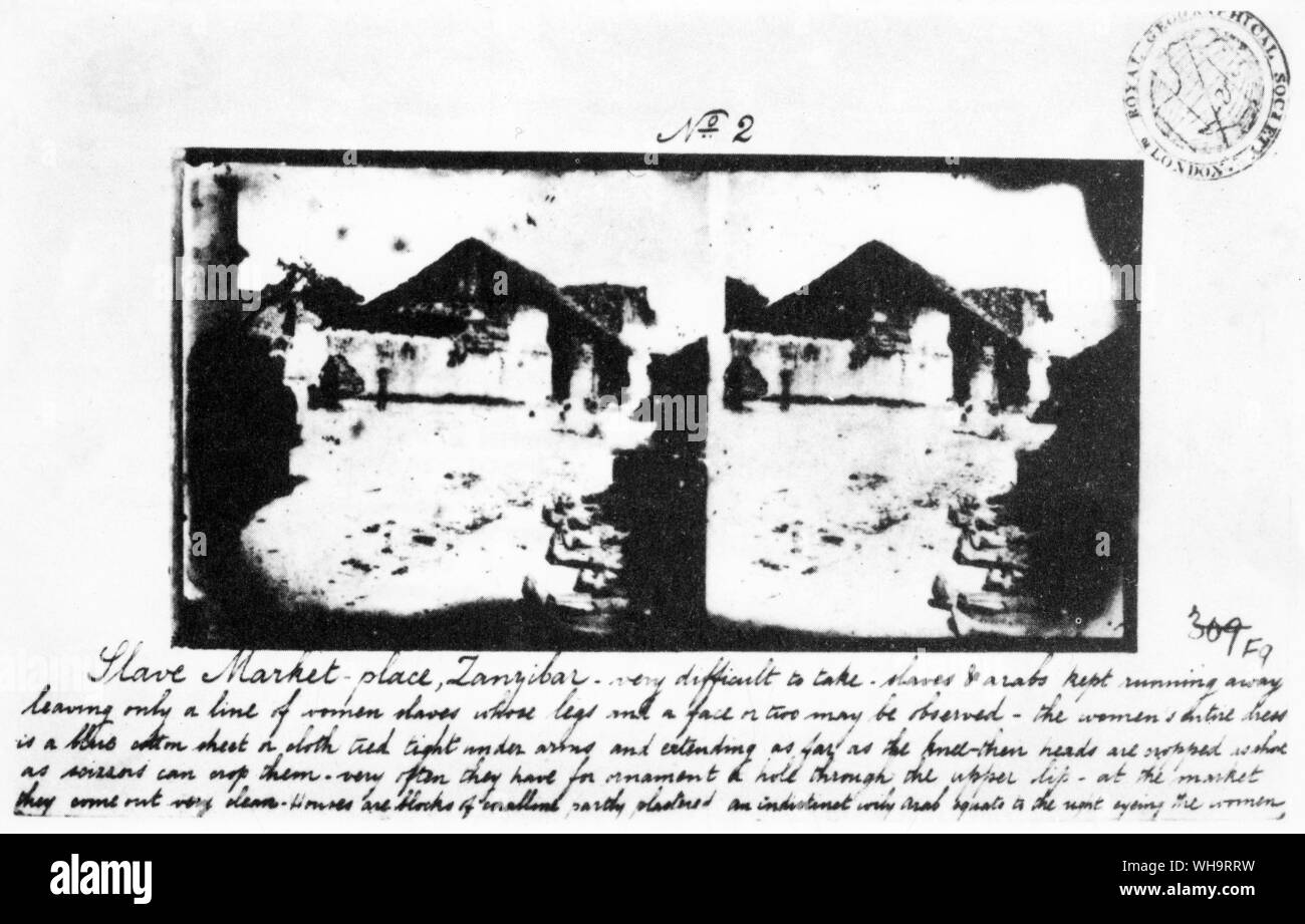 Mercato di schiavi posto a Zanzibar, Africa. Grabt era a Zanzibar nel 1860 con Speke all'inizio della spedizione. Foto Stock