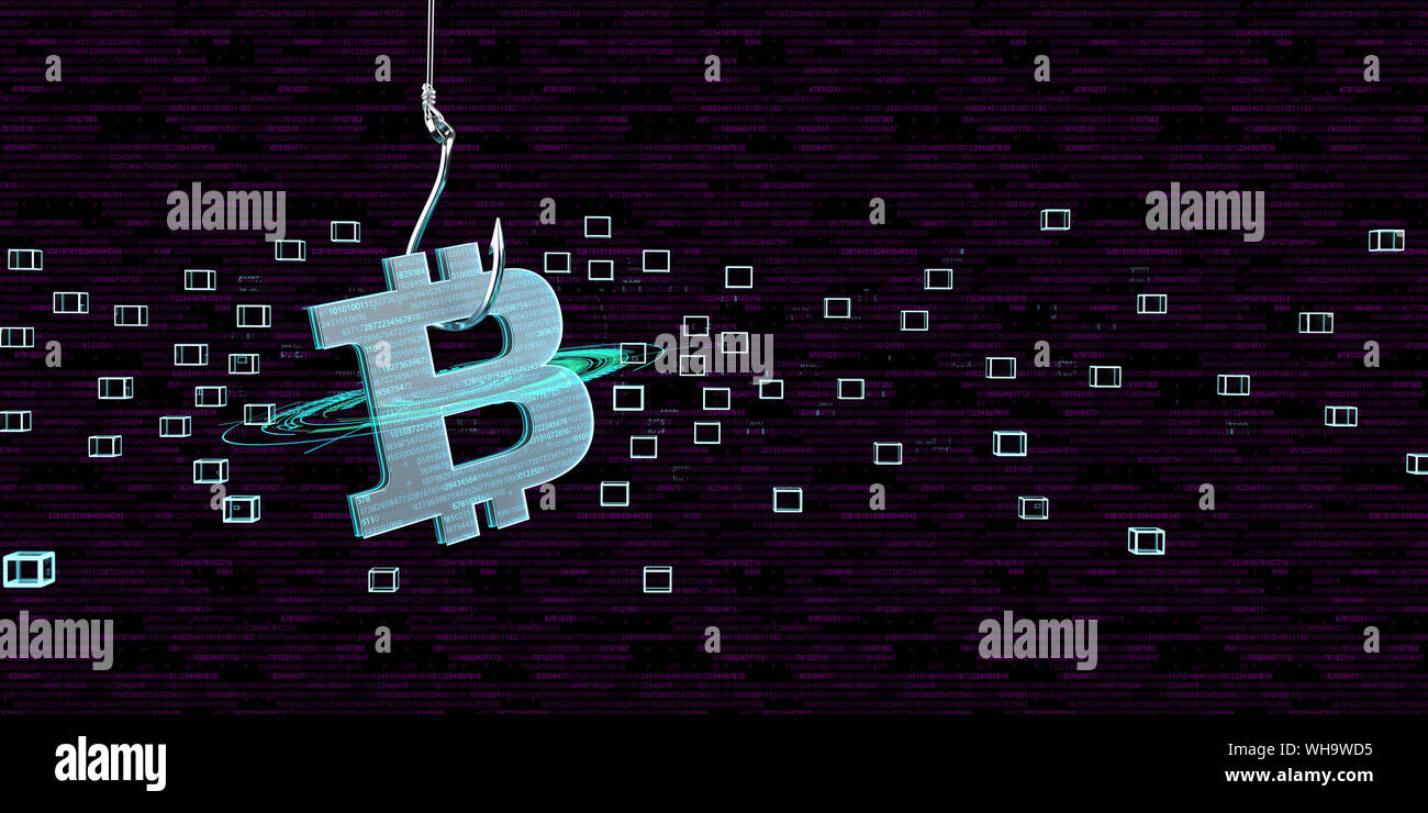 Bitcoin come esca per una trappola, 3D illustrazione Foto Stock