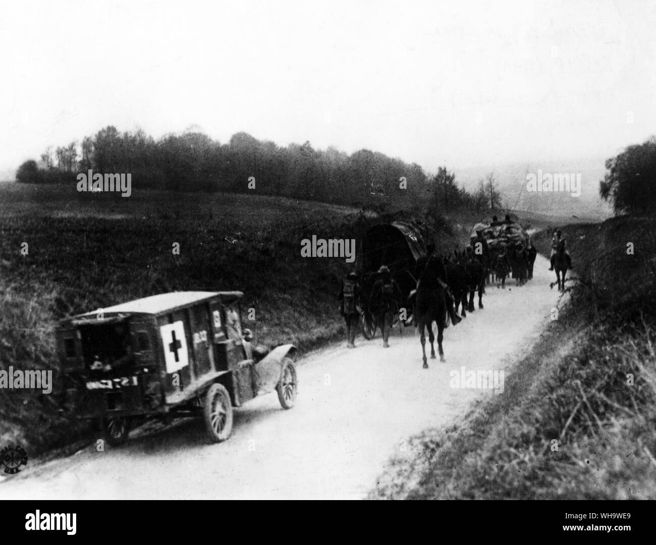 WW1: truppe americane in prossimità della linea anteriore sulla Francia. Foto Stock