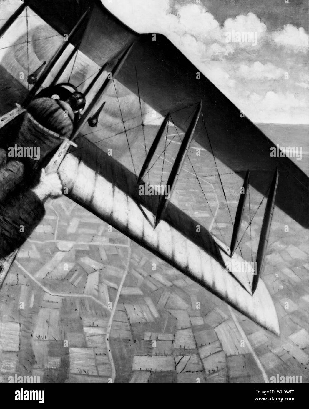 WW1/ C R W Nevinson, 1914-18. Olio su tela. La Grande Guerra, quarto anno. Da combattimento aereo. Foto Stock