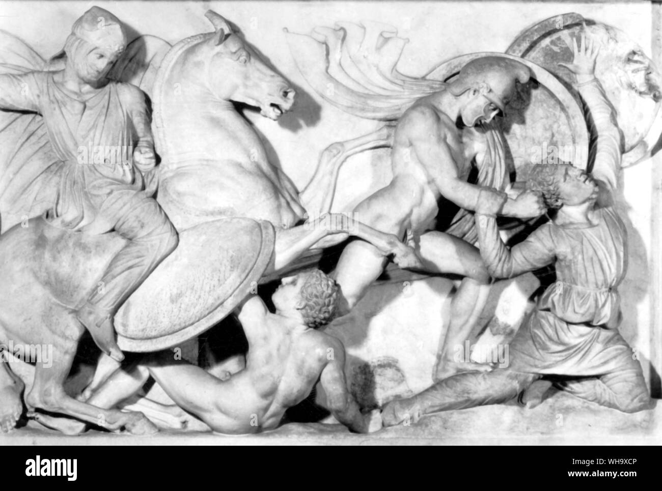 Dettaglio dell'Alexander sarcofago di re di Sidone realistico dei persiani e macedoni heroized Foto Stock