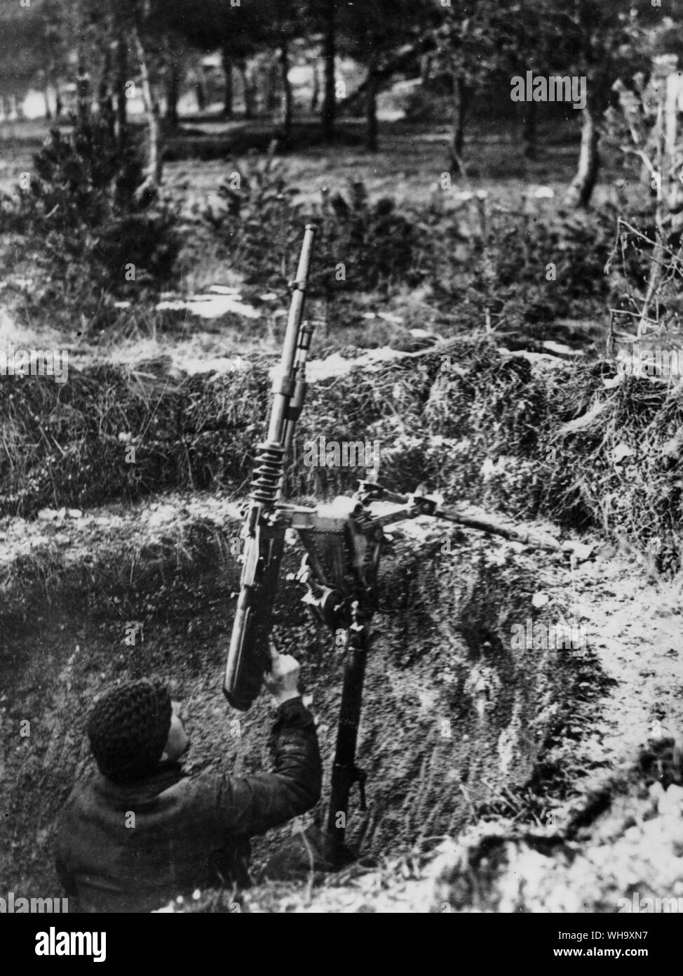 WW1: francese Hotchkiss pistola su anti-montaggio di aeromobili, Argonne 1914. Foto Stock