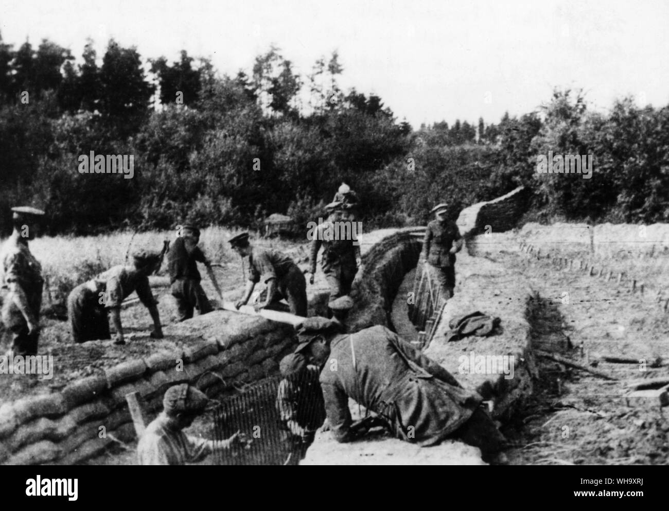 WW1: 2° Suffolks (Pionieri Battaglione, 8 brigata, 2° Divisione), comunicazioni di scavo a trincea battaglione per HQ a Spoilbank alla linea compatibili vicino al piccolo redoubt noto come Norfolk Lodge. Era noto come Norfolk Trebch, luglio 1915. Foto Stock