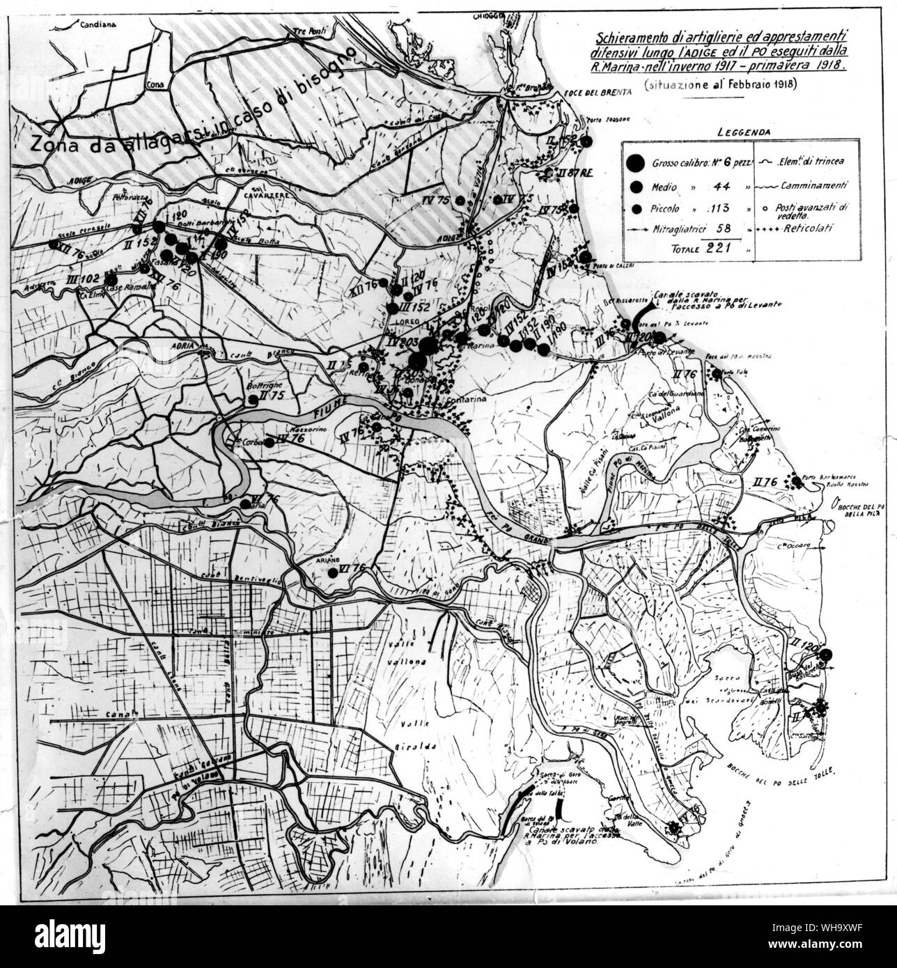 WW1: Mappa (uncaptioned/in italiano), 1917. Foto Stock