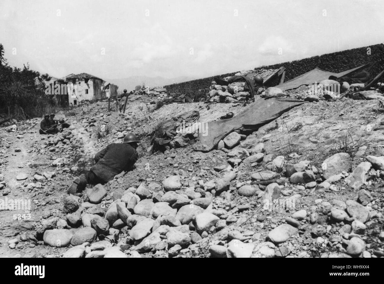 WW1: Italia: truppe in posizione difensiva, Siel Piave. Foto Stock