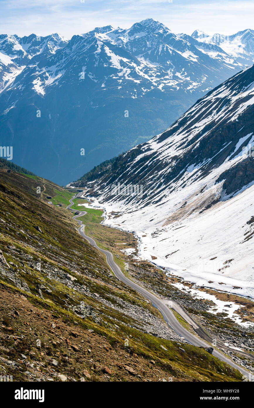 Strada di Rettenbach glacier, Soelden, Oetztal in Tirolo, Austria Foto Stock