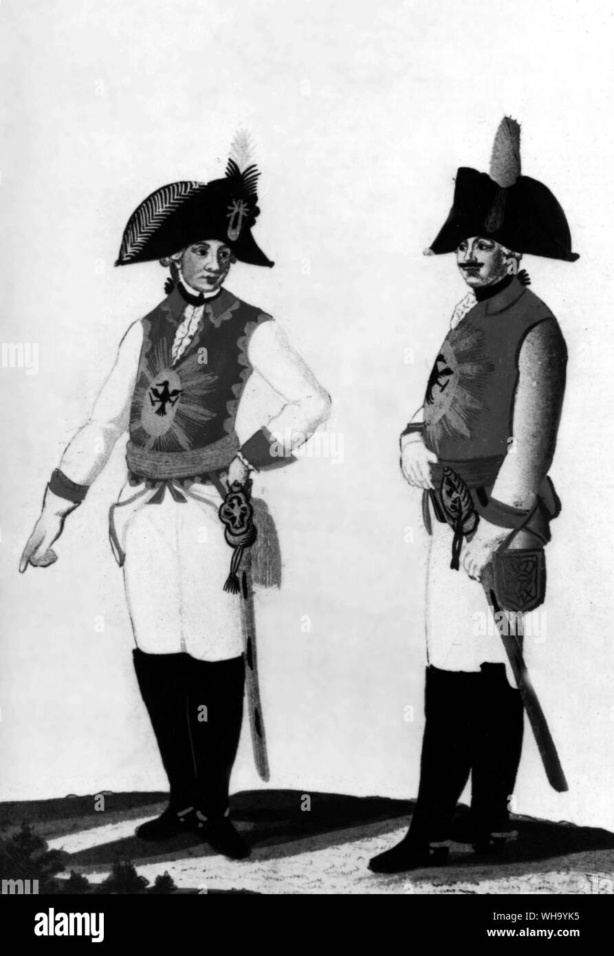 Xviii secolo la guardia del corpo di Federico II di Prussia, uniforme 1789. Foto Stock