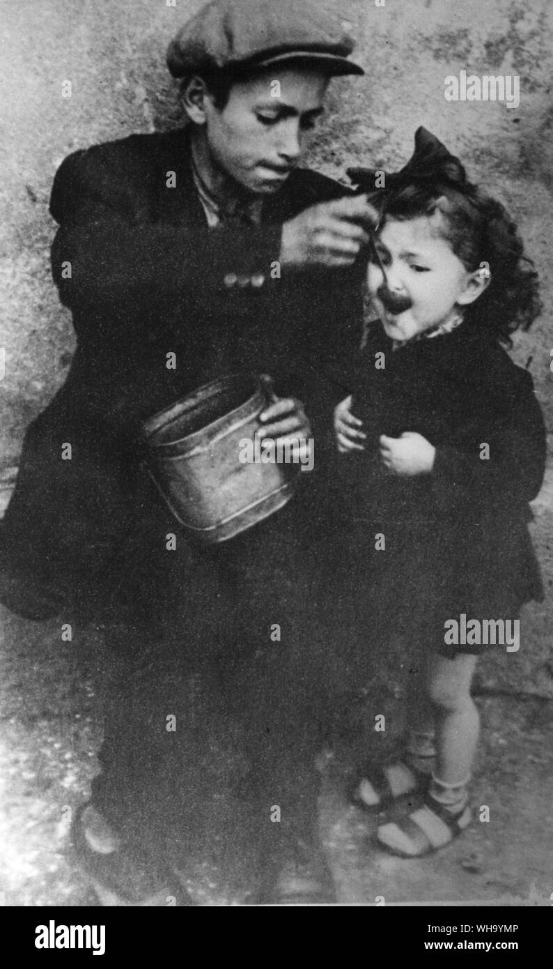 WW2: i bambini del ghetto di Lodz. Gli ebrei. Foto Stock