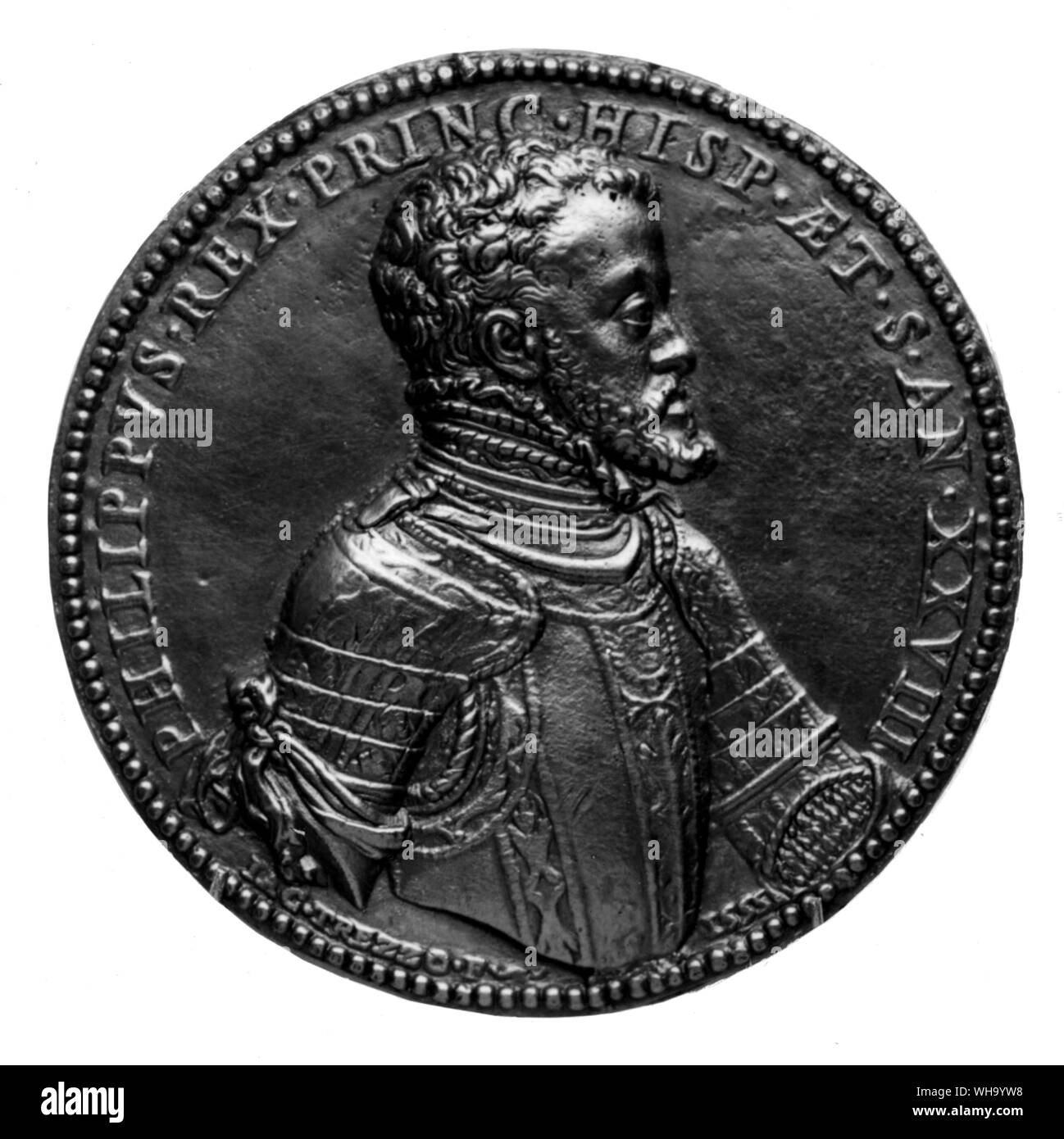 Filippo II re di Spagna di Jacopo da Trezzo. Il XVI secolo. 1555. Foto Stock