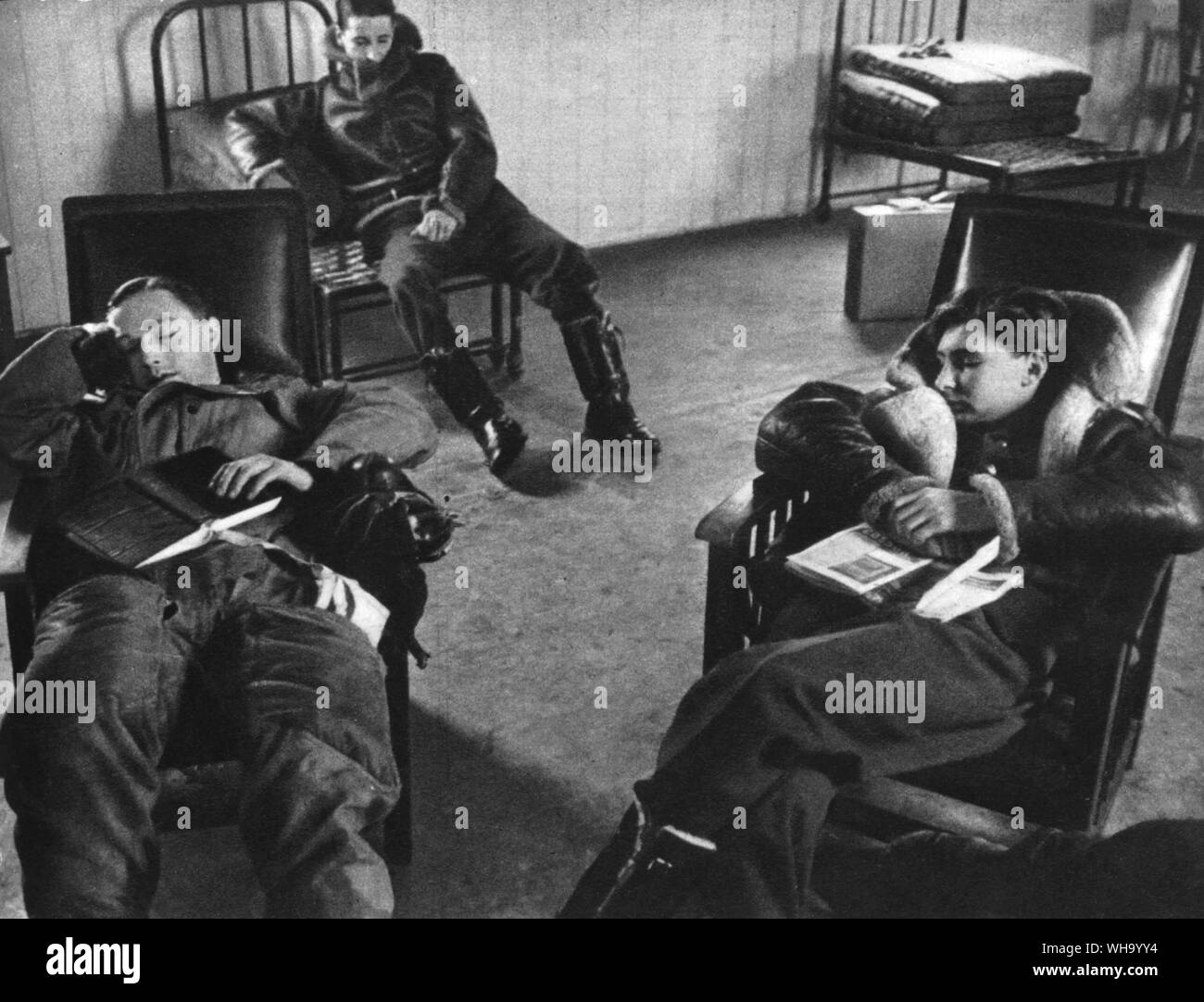 WW2: i piloti RAF rilassante tra sortite. 1940 Foto Stock