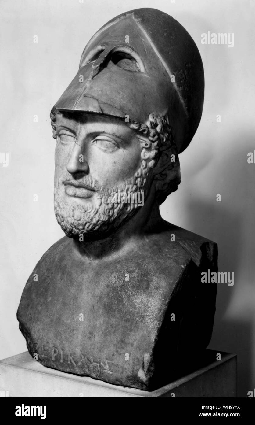 Busto in marmo di Pericle. Foto Stock