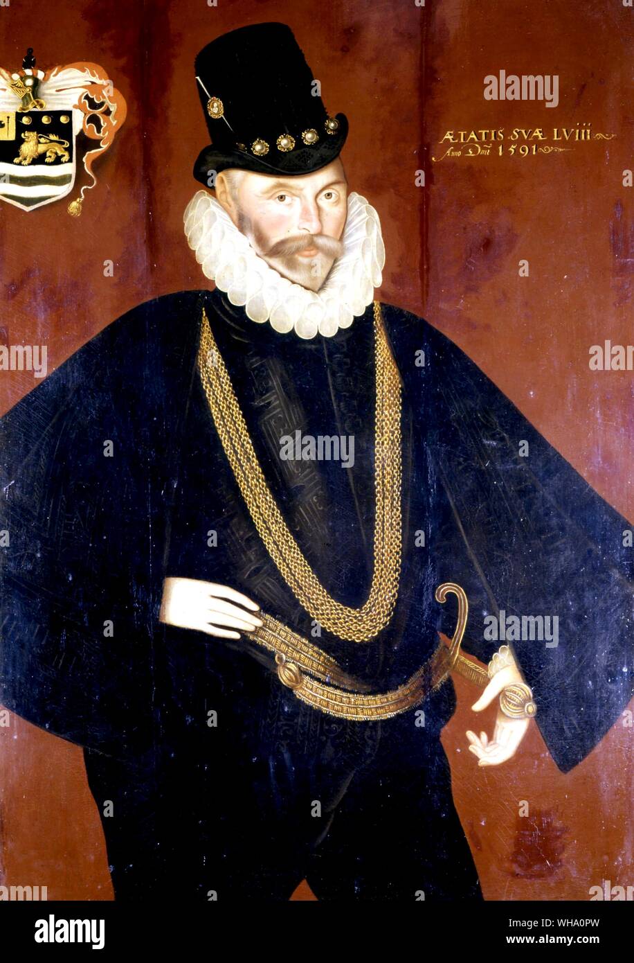 Sir John Hawkins nel 1591 - L'Ammiraglio Sir John Hawkins (1532-1595) Foto Stock