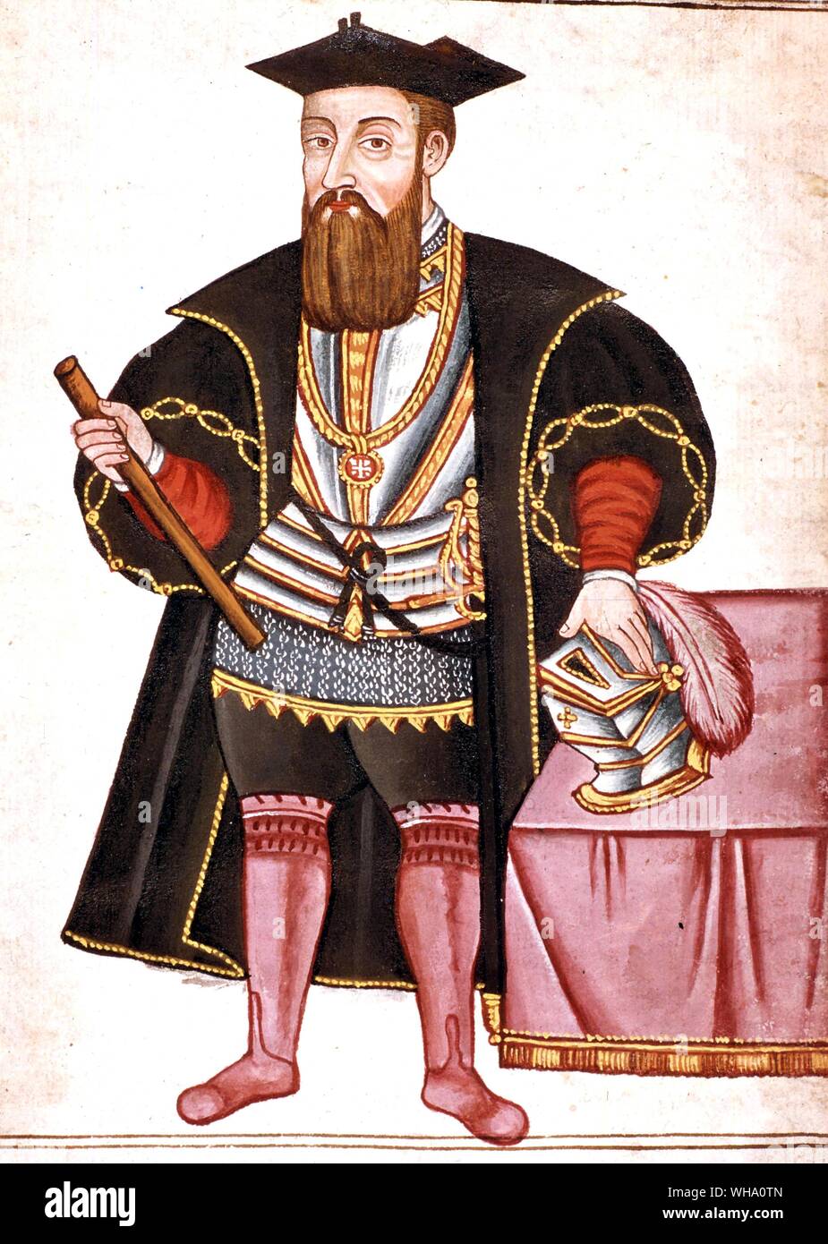 Ritratto in miniatura di Vasco da Gama - Vasco da Gama è nato nel 1469 a  Sines, Portogallo. Come un giovane uomo, Vasco imparato di astronomia e di  navigazione. Egli divenne un