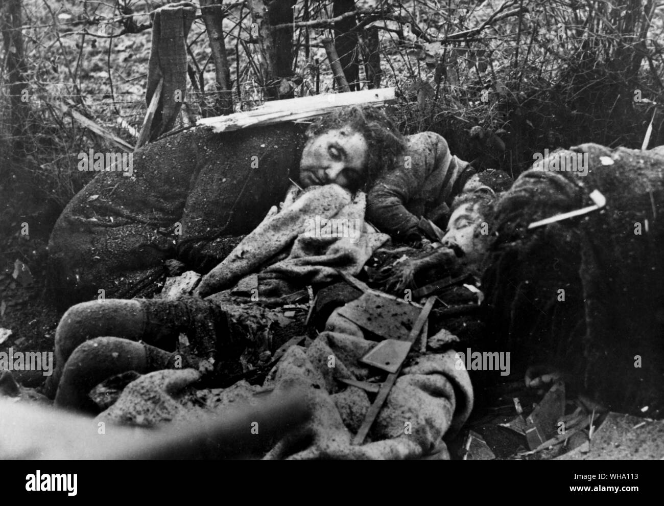 WW2: belga di civili uccisi dalle truppe tedesche di occupazione di Stavelot. 1944/45 Foto Stock
