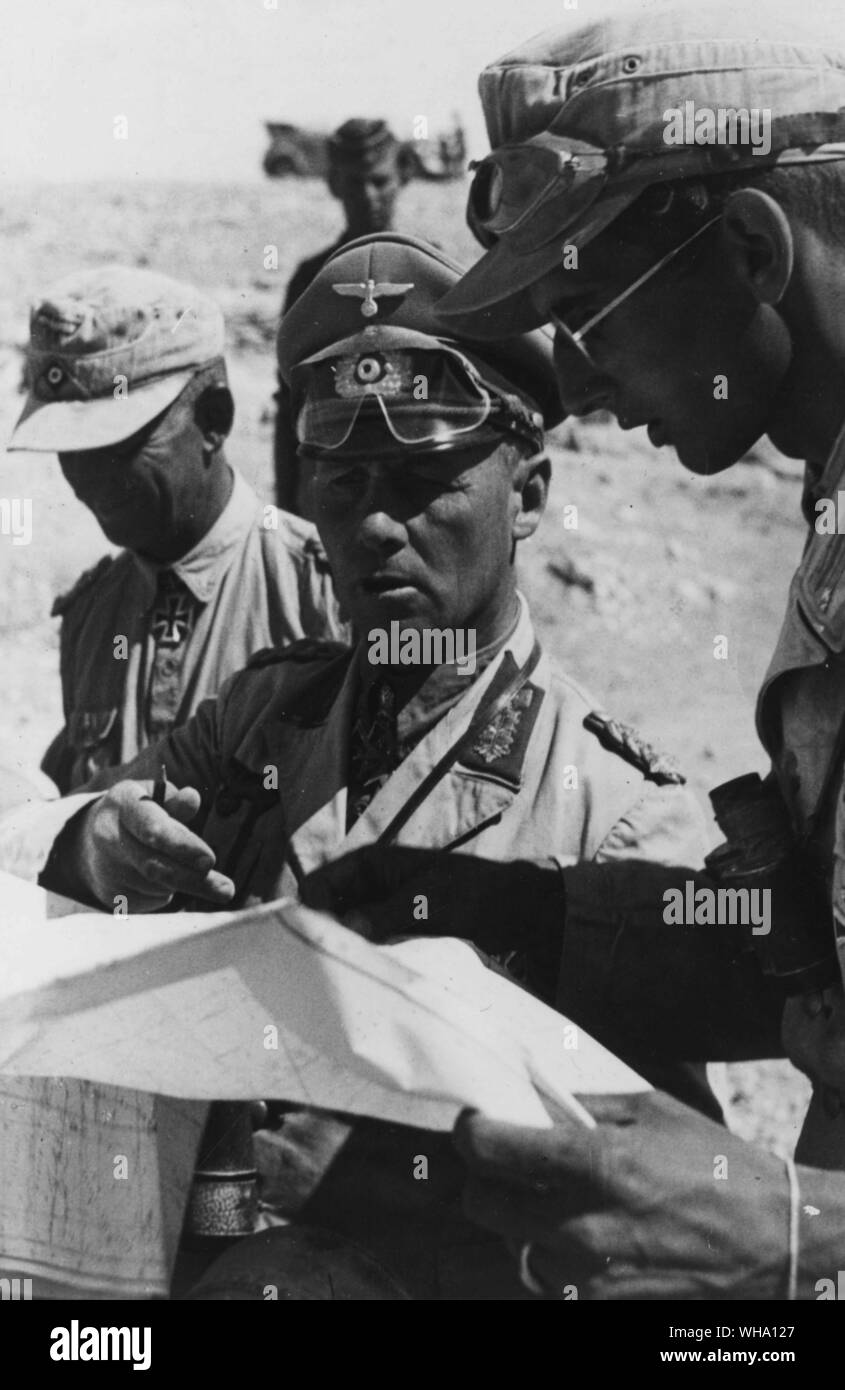 WW2: Rommel e Afrika Corps personale durante la campagna del deserto, 1941/42. Foto Stock