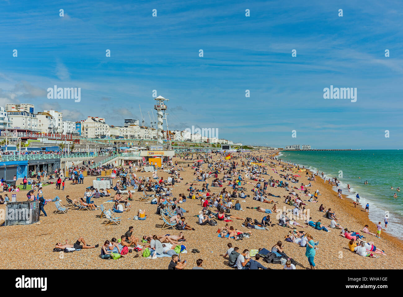La spiaggia di Brighton in luglio, 2019 Foto Stock