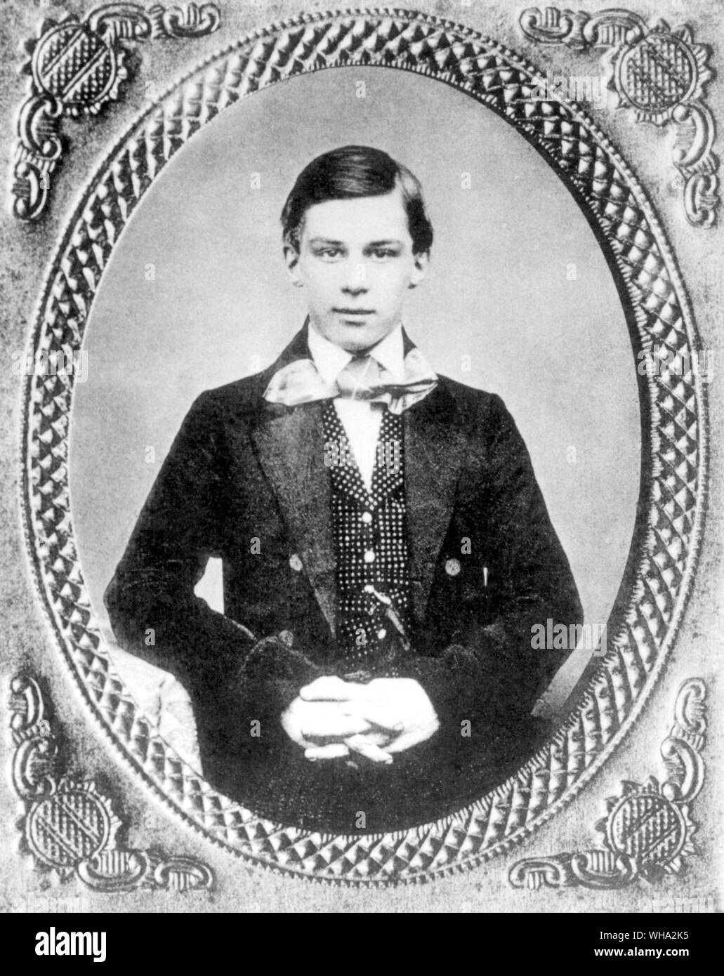 Morgan, John Pierpont Suor (J. P. Morgan) Noi imprenditore finanziere, e acciaio industriale; co-fondato U.S. Steel Corp. 1901  1837-1913 a Vevey come un ragazzo di scuola in Svizzera Foto Stock