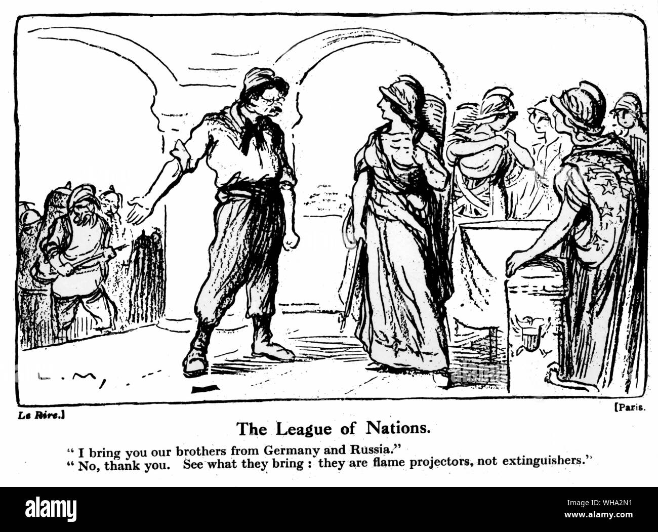WW2: "La lega delle nazioni". Cartoon. Foto Stock