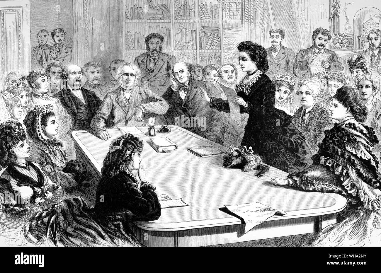 Washington DC - Il Comitato Giudiziario della Camera dei rappresentanti la ricezione di una deputazione di suffragists femmina, 11 Gennaio - una signora di delegare la lettura la sua argomentazione a favore della donna di votare sulla base del quattordicesimo e quindicesimo emendamenti costituzionali. Foto Stock