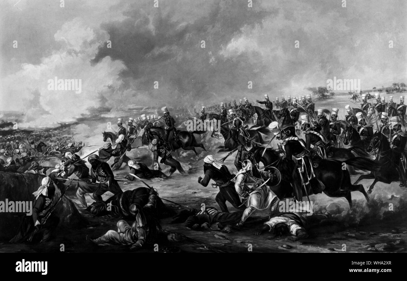 Carica dell'HM XIV dragoni di luce nella battaglia di Ramnuggur. Nov. Xxiii 1846. Foto Stock