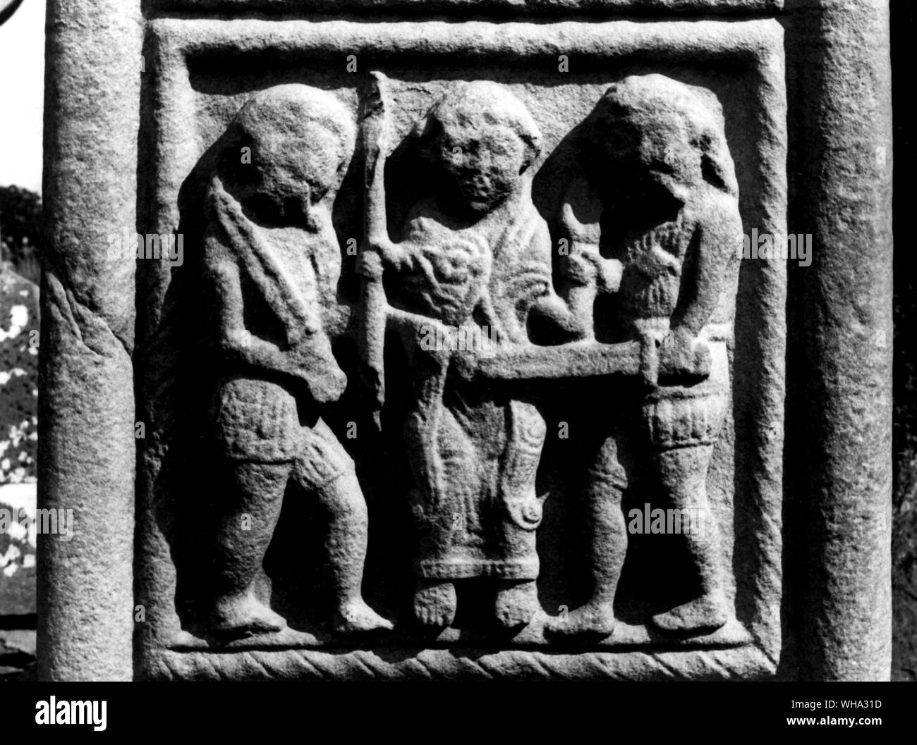 L arresto di Cristo. Dettaglio da Muiredach's Cross (9C.) Monasterboice, Co. Louth, Irlanda. Foto Stock