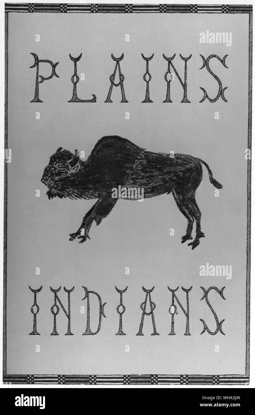 Indiani americani: Il buffalo è dipinta da Hiamovi (alta Chief) di Cheyenne tribù. Il bufalo indiano è scelto per rappresentare la pianura di persone, per la cui vita nei primi giorni tutto era importante. Le lettere sono byu Hinook Mahiwi Kilinaka (Angelo De Cora). Le lettere sono formate di come le corna del bufalo. Foto Stock