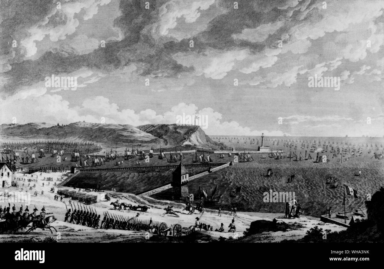 Vista del porto di Boulogne durante l'attacco. Il 16 agosto 1803. Foto Stock