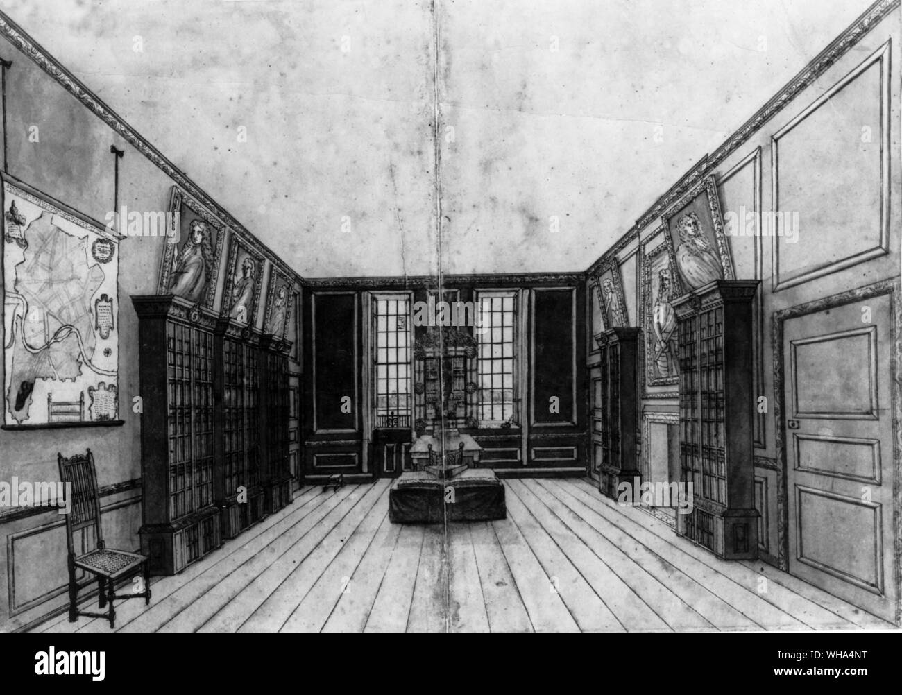 Buckingham Street Prenota presse. Pepys Library. 1666? Foto Stock