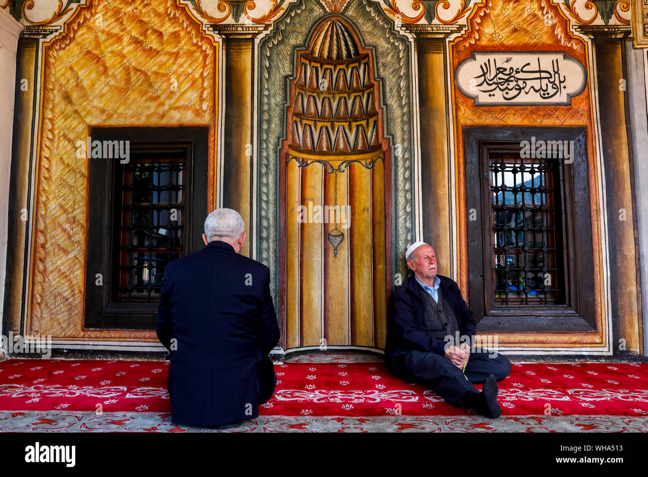 Musulmani macedone, Pasha moschea, la moschea dipinta di Tetovo, Repubblica di Macedonia, Europa Foto Stock