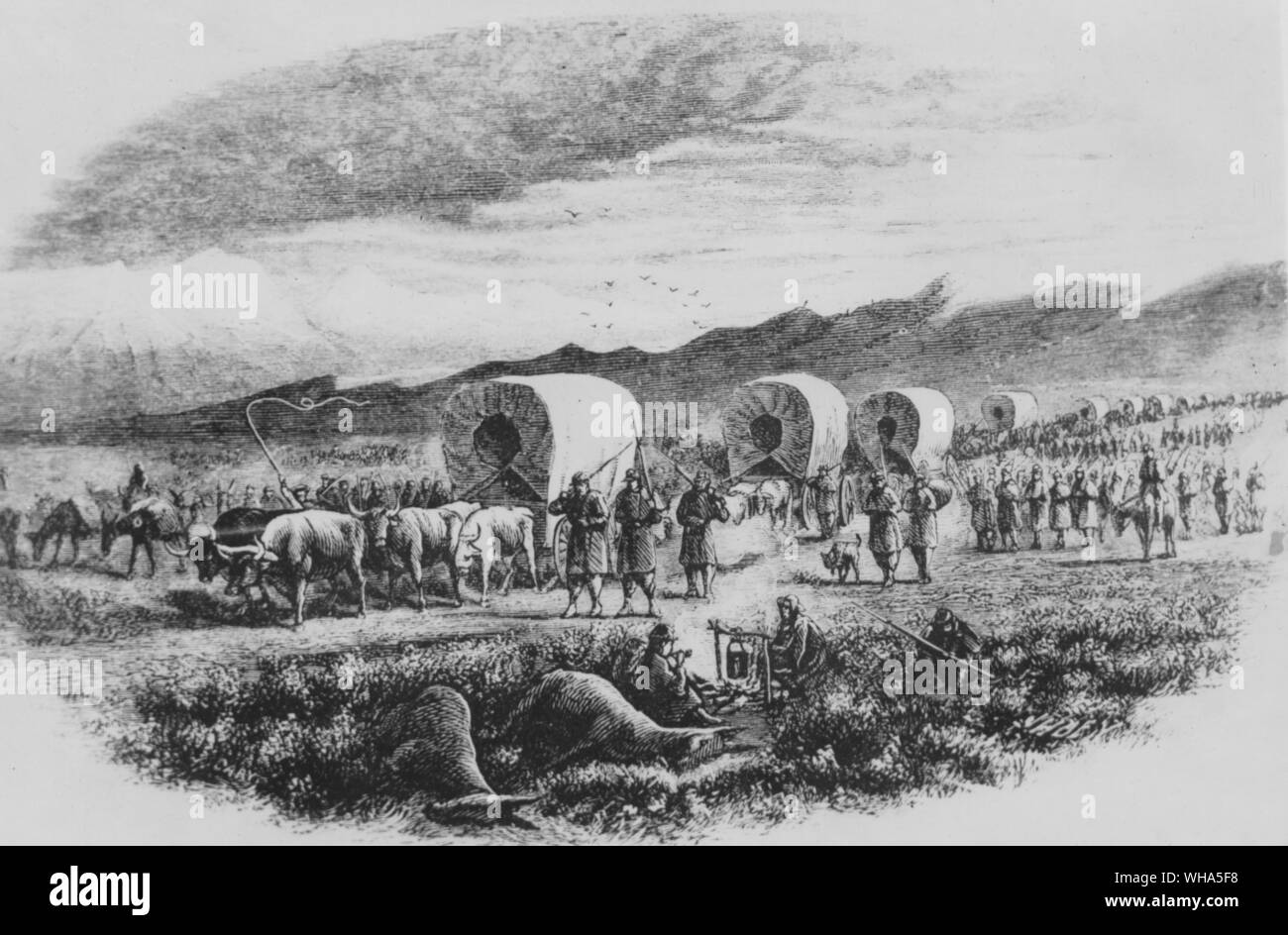 Utah Expedition. Esercito arrivando a Fort Bridger ( ora Wyoming ) Novembre 1857. Le truppe lasciato le zone di svernamento (vi en route di Salt Lake City e punti al di là nella cosiddetta guerra Mormone Foto Stock