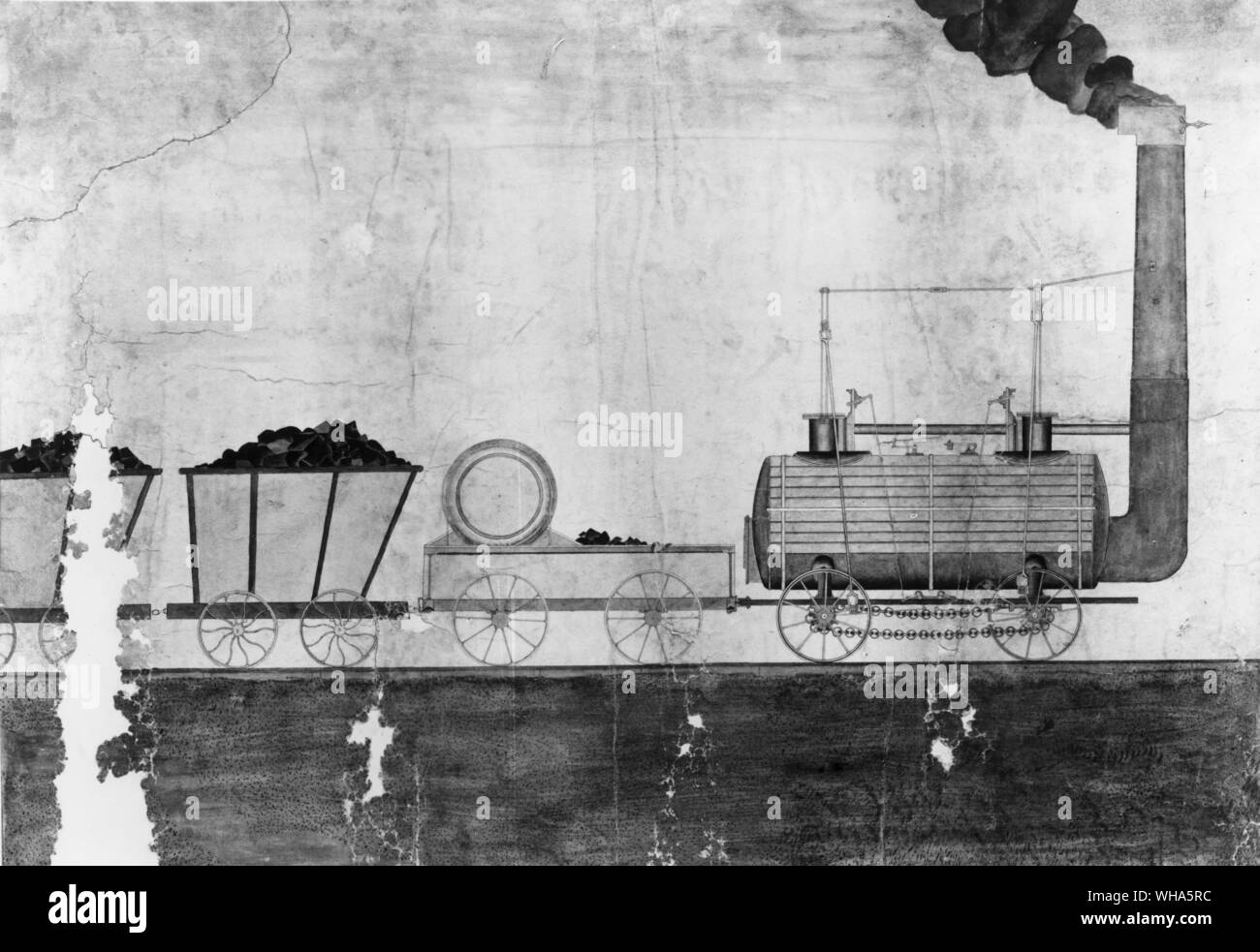 Disegno della locomotiva Killingworth. 1815-1820 Foto Stock