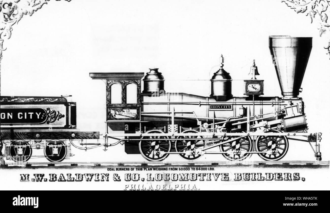 Xix secolo M W Baldwin & co locomotore costruttori. Philadelphia. La città di ferro Foto Stock