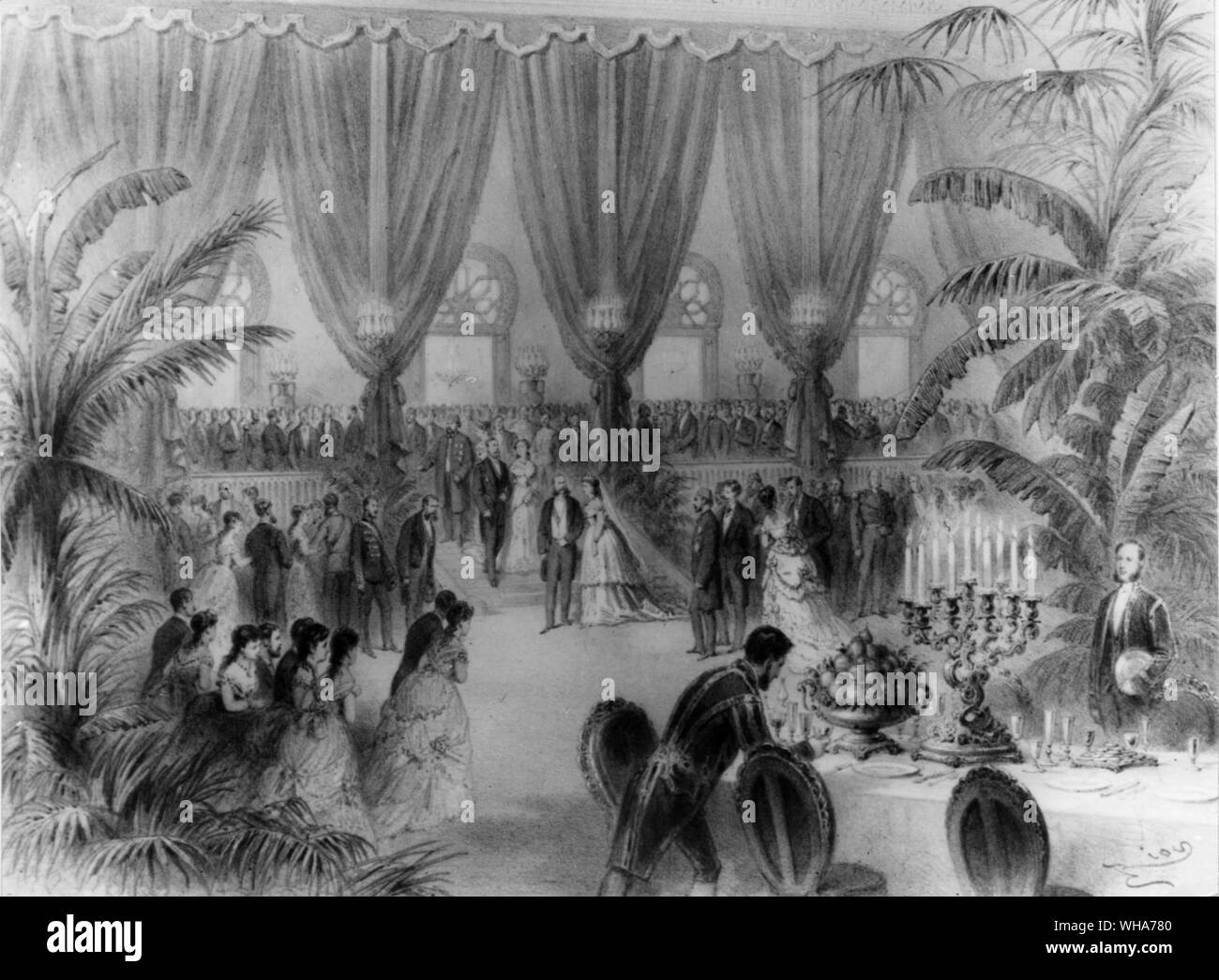 Bal au Palais d'Ismailia. Canale di Suez. 1869 Foto Stock