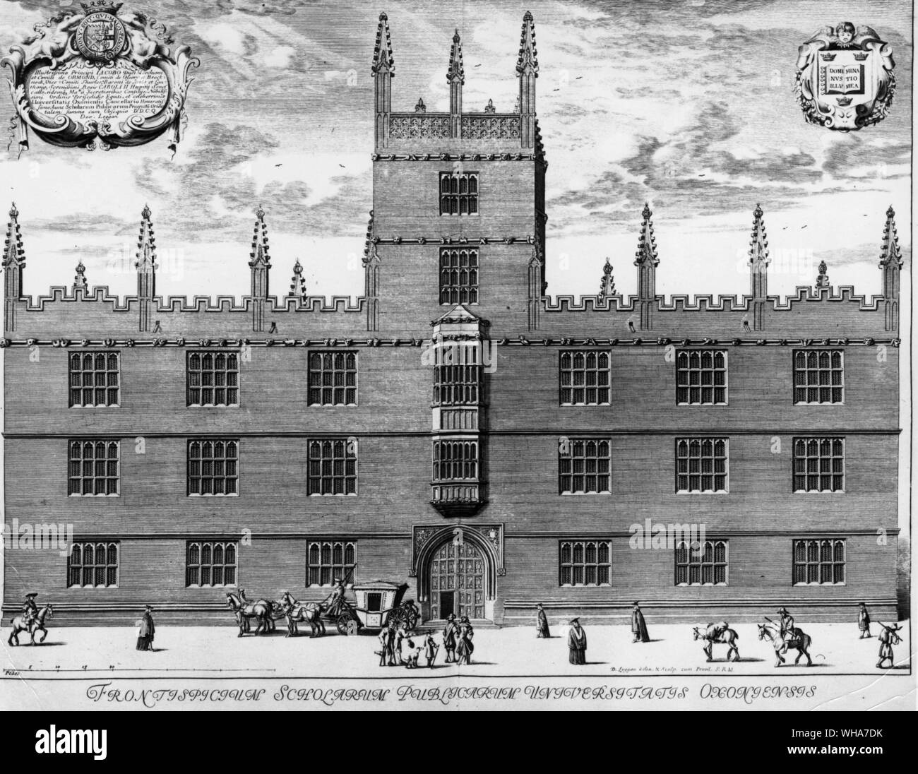 Oxonia illustrata da David Laggan 1675. Università di Oxford Foto Stock