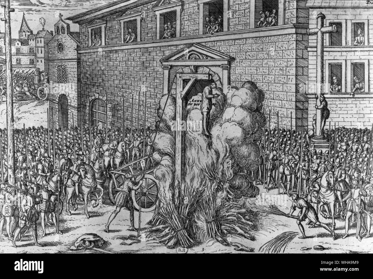 La tortura di Anne du Bourg . 1559 Foto Stock