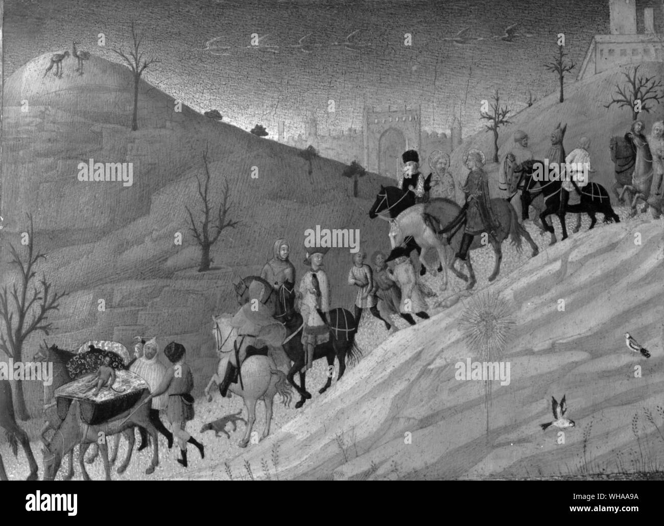 Il Viaggio dei Magi. Sassetta. Pittore italiano da Siena 1392-1450 Foto Stock