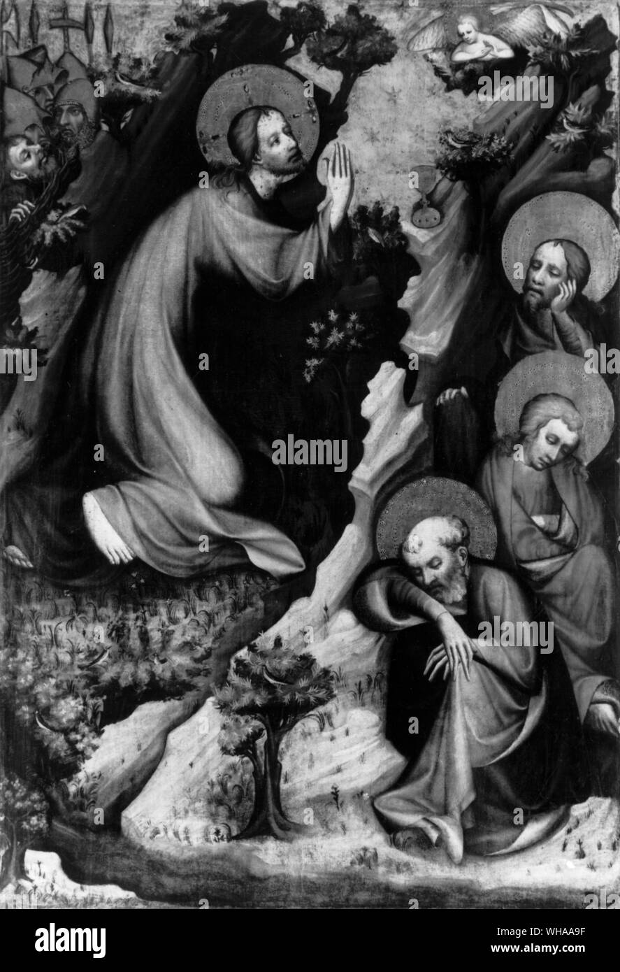 Cristo sul monte degli Ulivi. c 1380. Maestro della Pala Wittingan Foto Stock