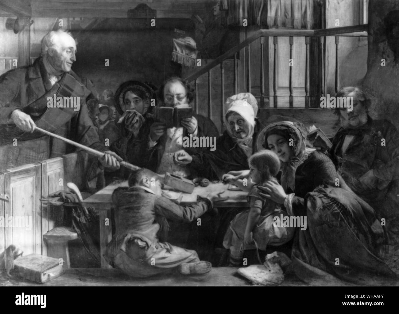 Raccolta della offerta in una Scottish Kirk. da Phillip. 1855 Foto Stock