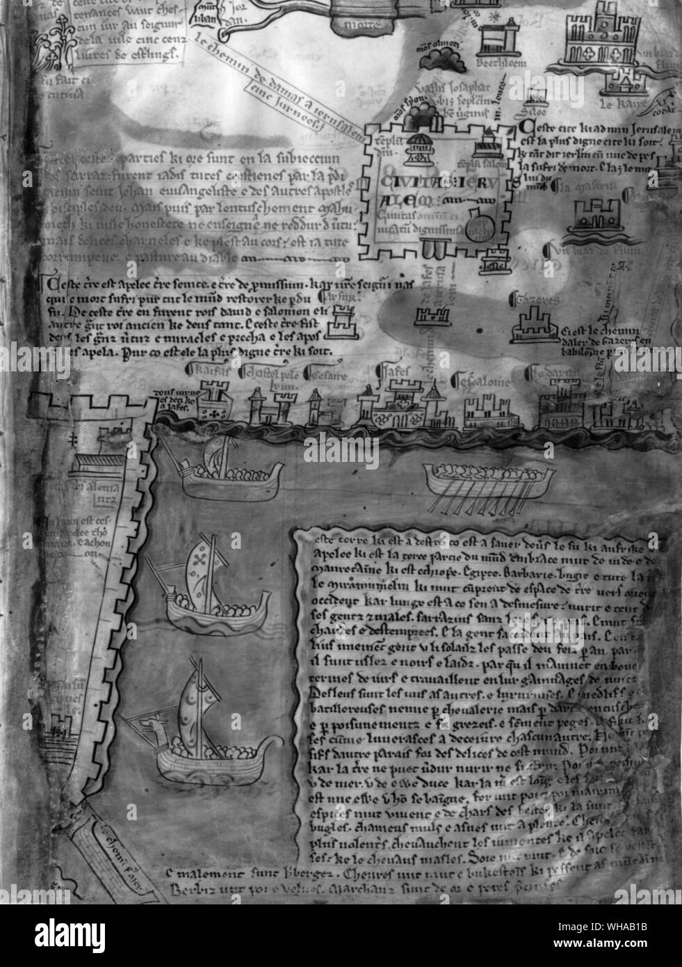 Mappa di Gerusalemme. da Matteo Paris Foto Stock