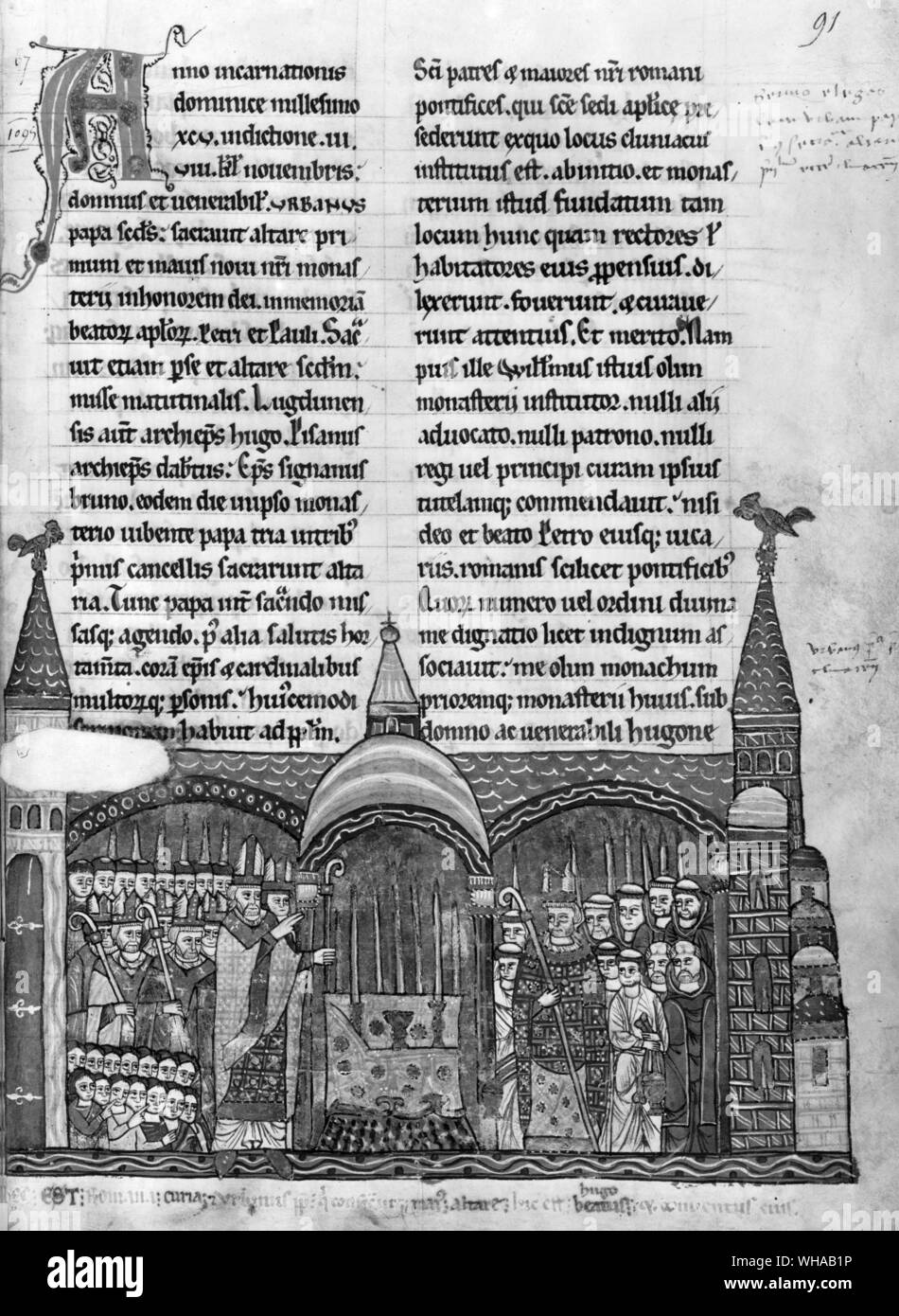 La consacrazione dell'Altare Maggiore della Abbazia di Cluny da papa Urbano II nel 1095. Foto Stock