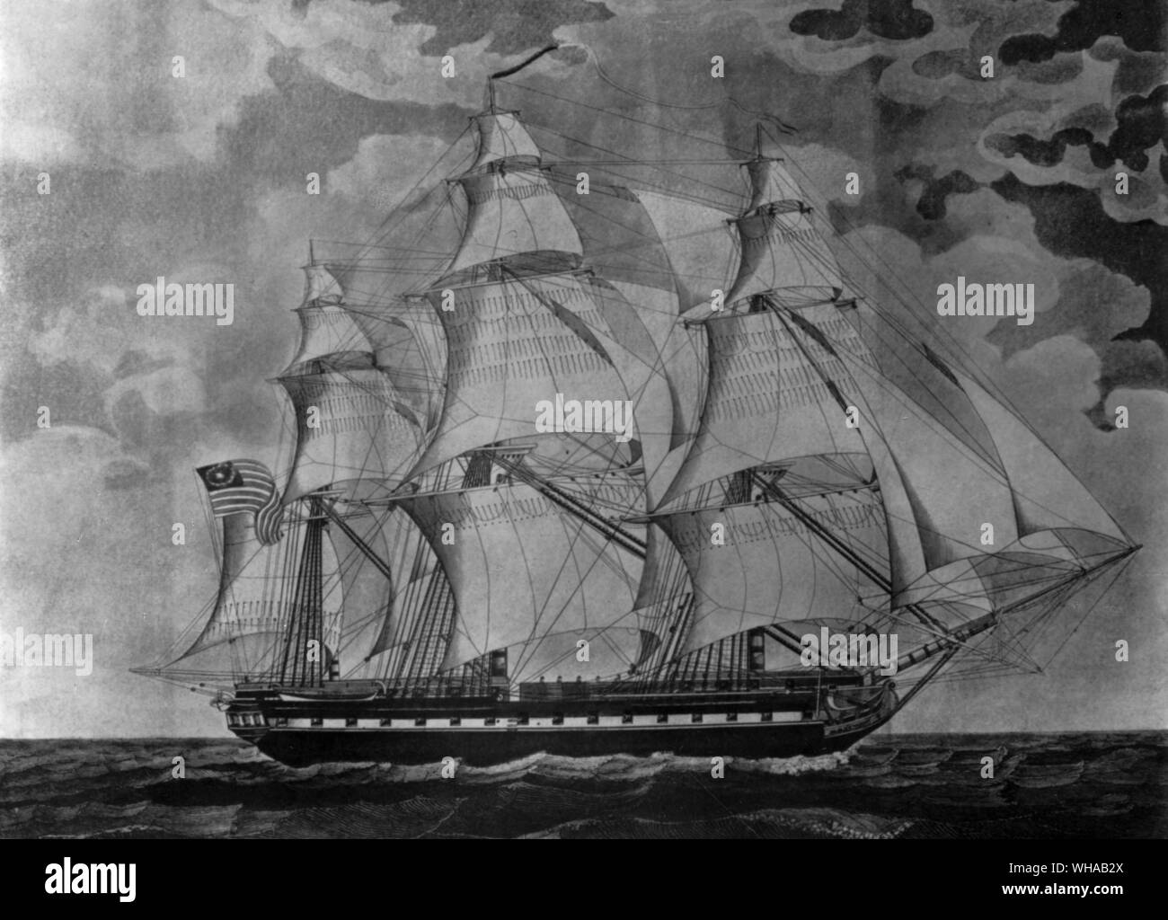 Noi Frigate costituzione di 44 cannoni. Da Bower dopo Lynn Foto Stock