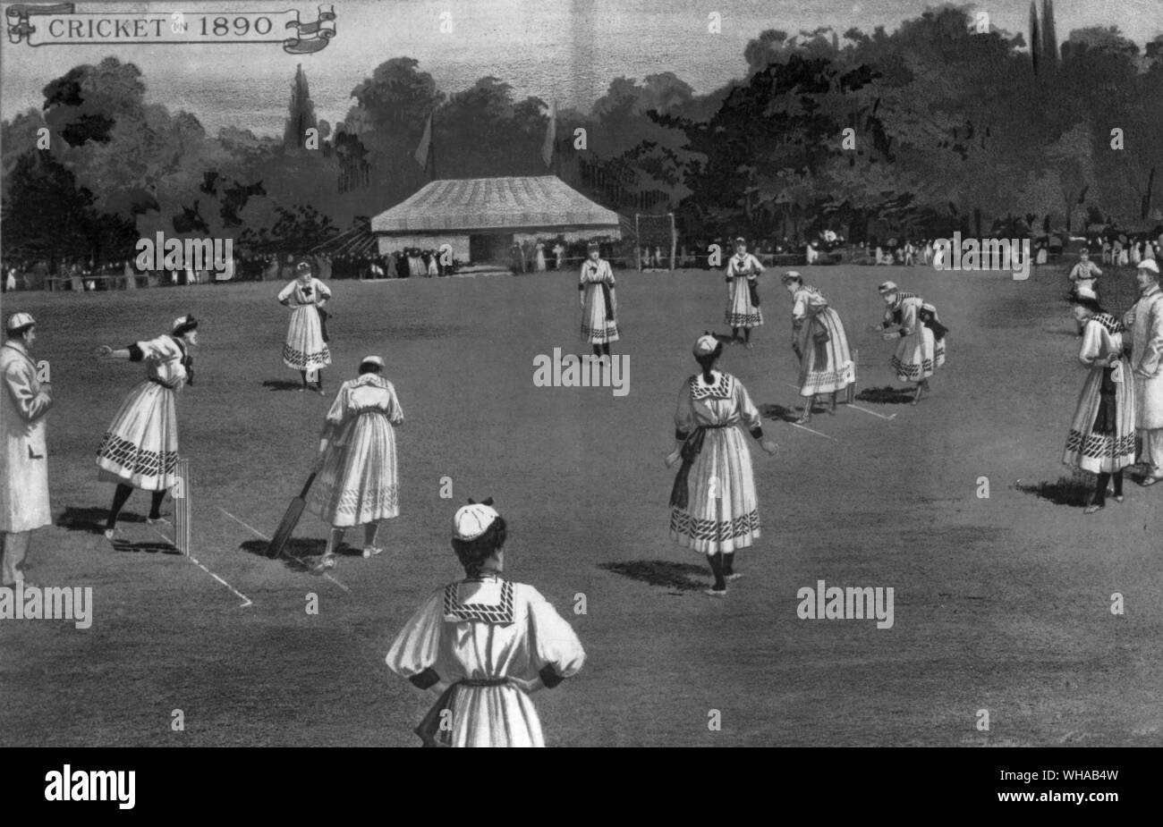 Onorevoli giocare a cricket in 1890 Foto Stock